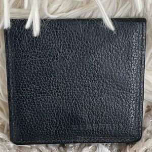 BURBERRY Snap-Closure Coin Pouch in Black Pebbled Leather W/Nova Check Interior